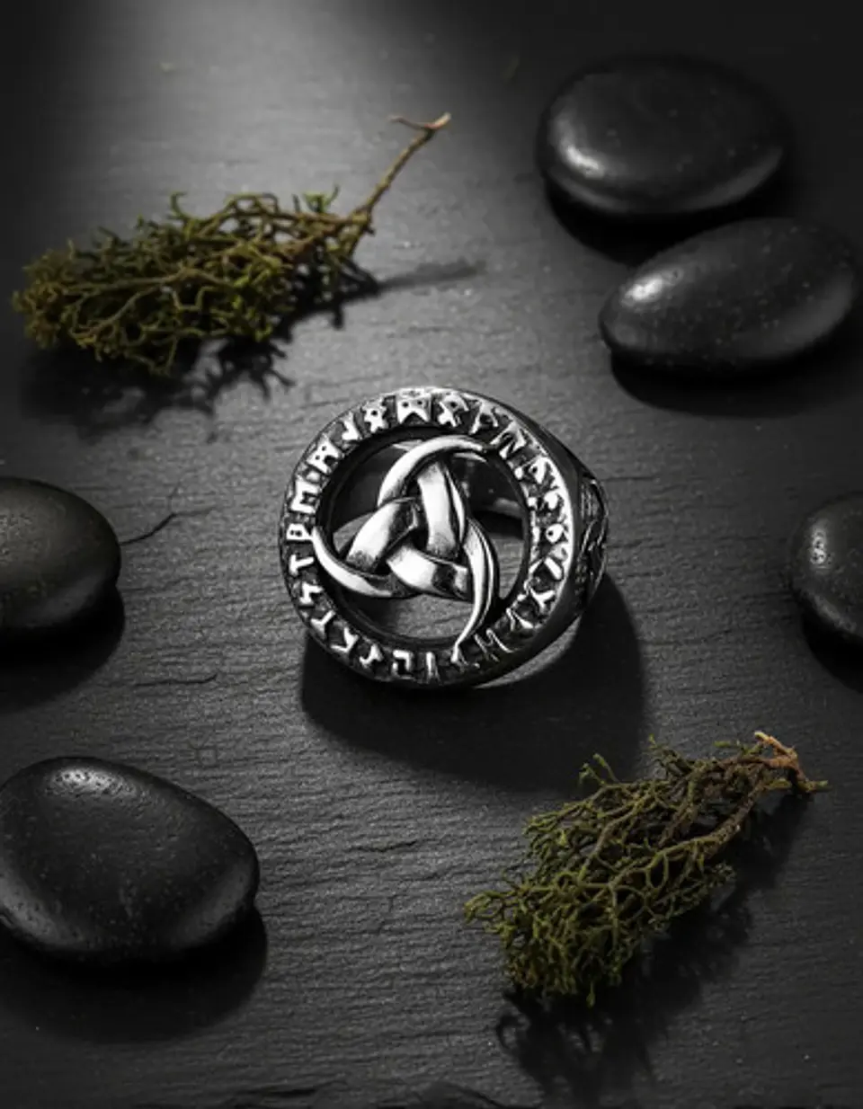 Anillo Vikingo Nórdico Celta Runa Acero Inoxidable Hombre 7