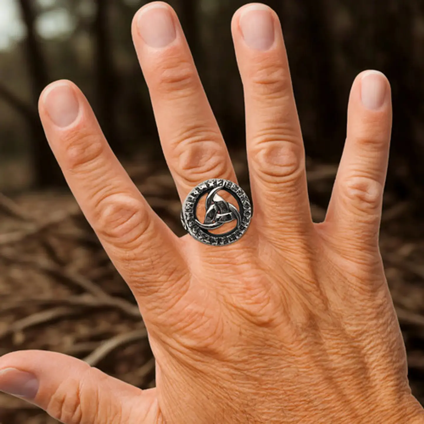 Anillo Vikingo Nórdico Celta Runa Acero Inoxidable Hombre 9