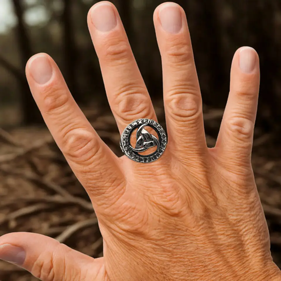 Anillo Vikingo Nórdico Celta Runa Acero Inoxidable Hombre 9