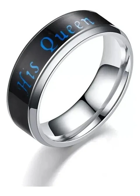 Anillo Rey Y Reina de Acero para Pareja Cambio De humor/color