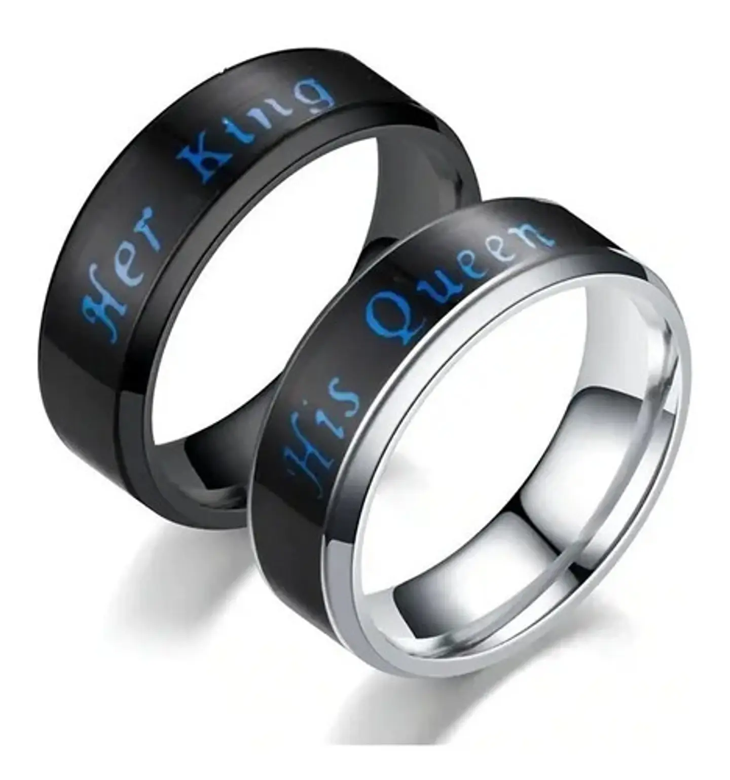 Anillo Rey Y Reina de Acero para Pareja Cambio De humor/color 2