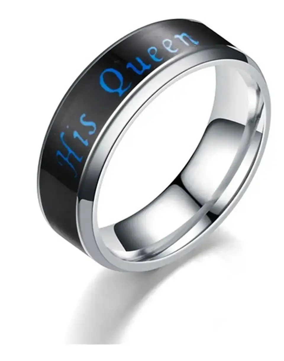 Anillo Rey Y Reina de Acero para Pareja Cambio De humor/color 4