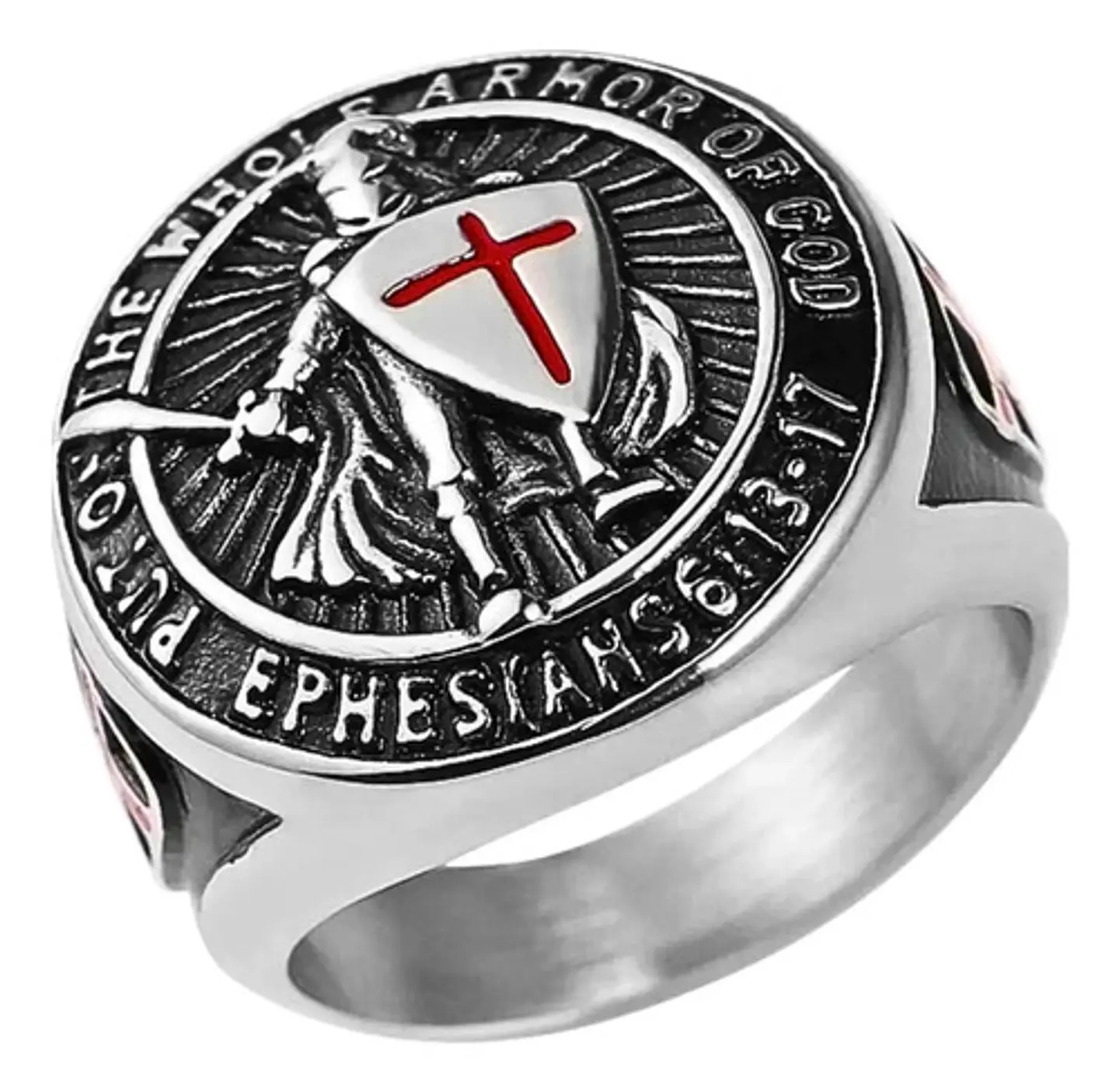 Anillo Argolla Cruz Templario Cruz Hierro Color Plata Hombre 1