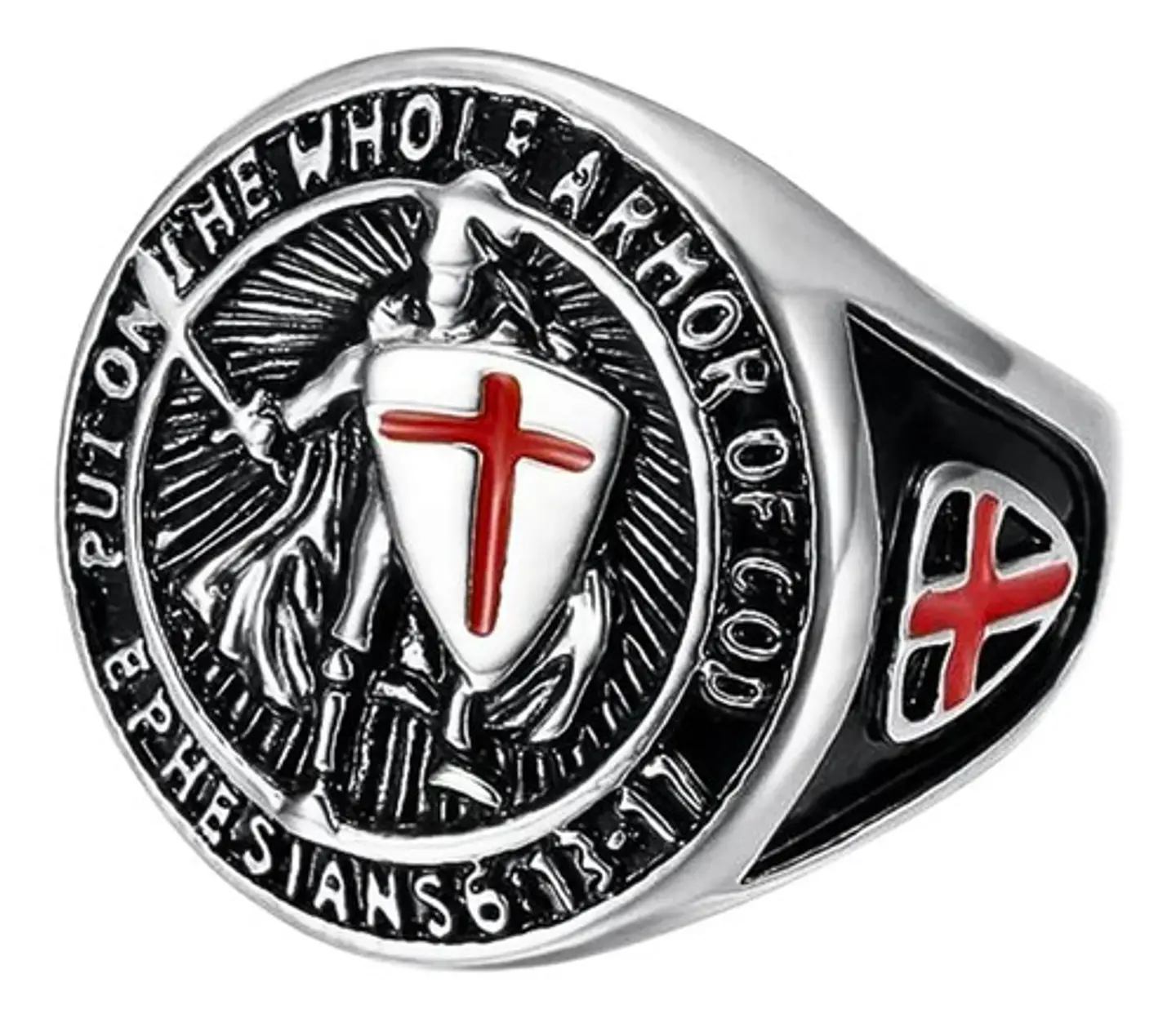 Anillo Argolla Cruz Templario Cruz Hierro Color Plata Hombre 3