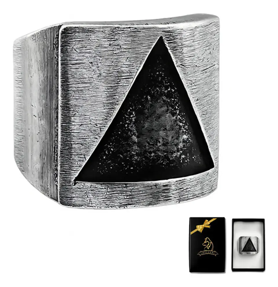 Anillo Para Hombre Forma Pirámide Egipcia Industrial Acero 1