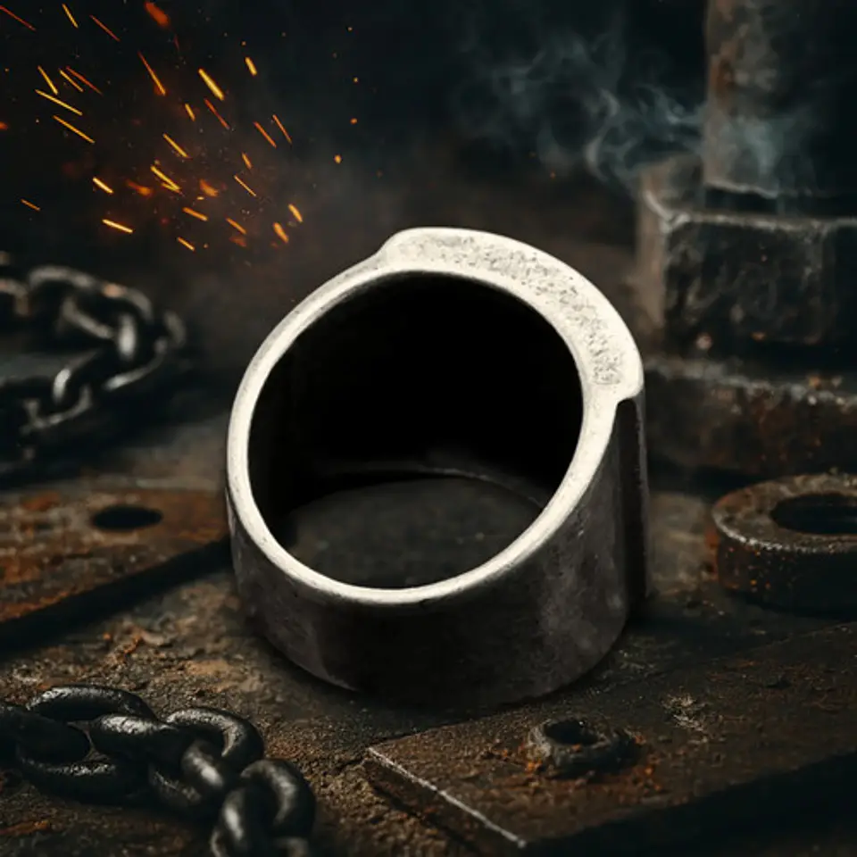 Anillo Para Hombre Forma Pirámide Egipcia Industrial Acero 4