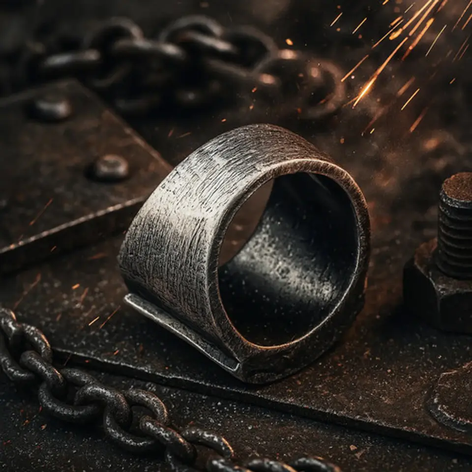 Anillo Para Hombre Forma Pirámide Egipcia Industrial Acero 5
