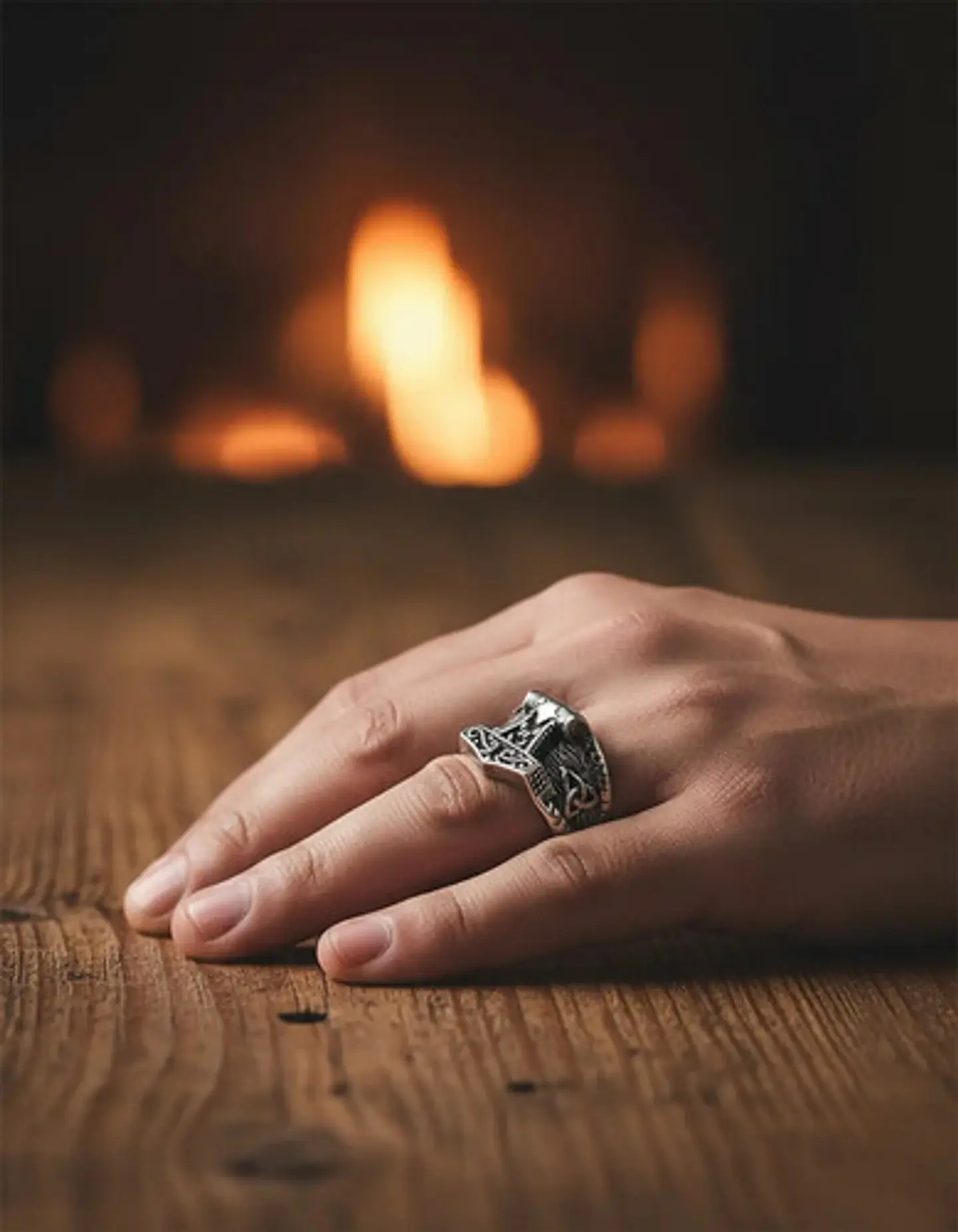 Anillo Vikingo Odín Thor Color Plata Acero Inoxidable Hombre 3