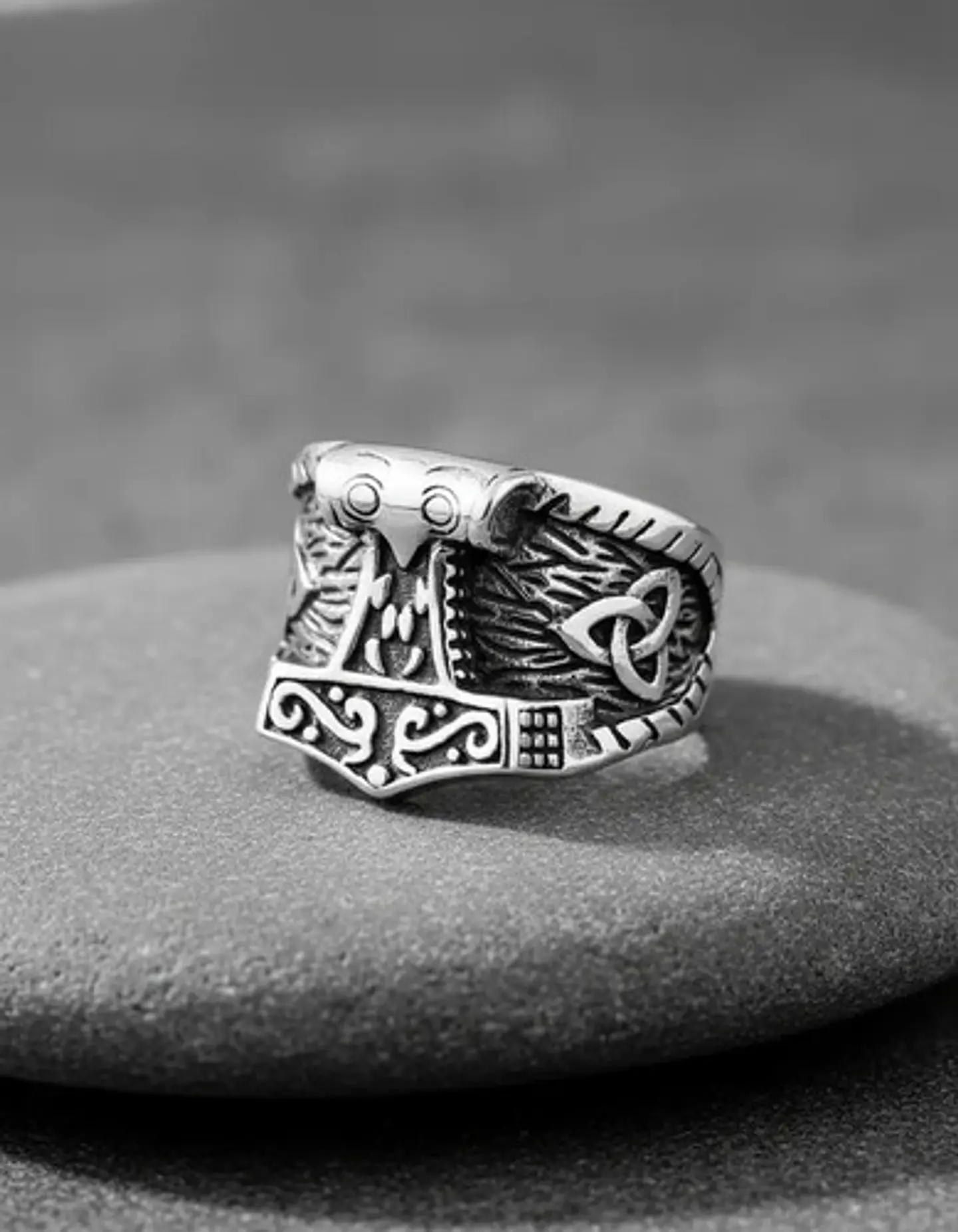 Anillo Vikingo Odín Thor Color Plata Acero Inoxidable Hombre 6