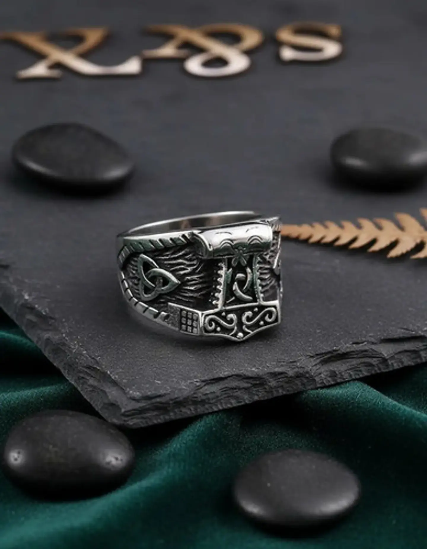 Anillo Vikingo Odín Thor Color Plata Acero Inoxidable Hombre 9