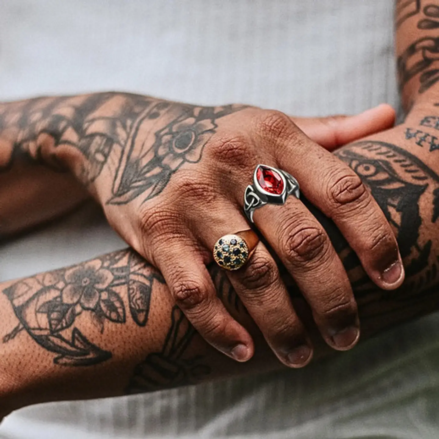 Anillo Vikingo Piedra Nórdico Acero Inoxidable Hombre Mujer 9