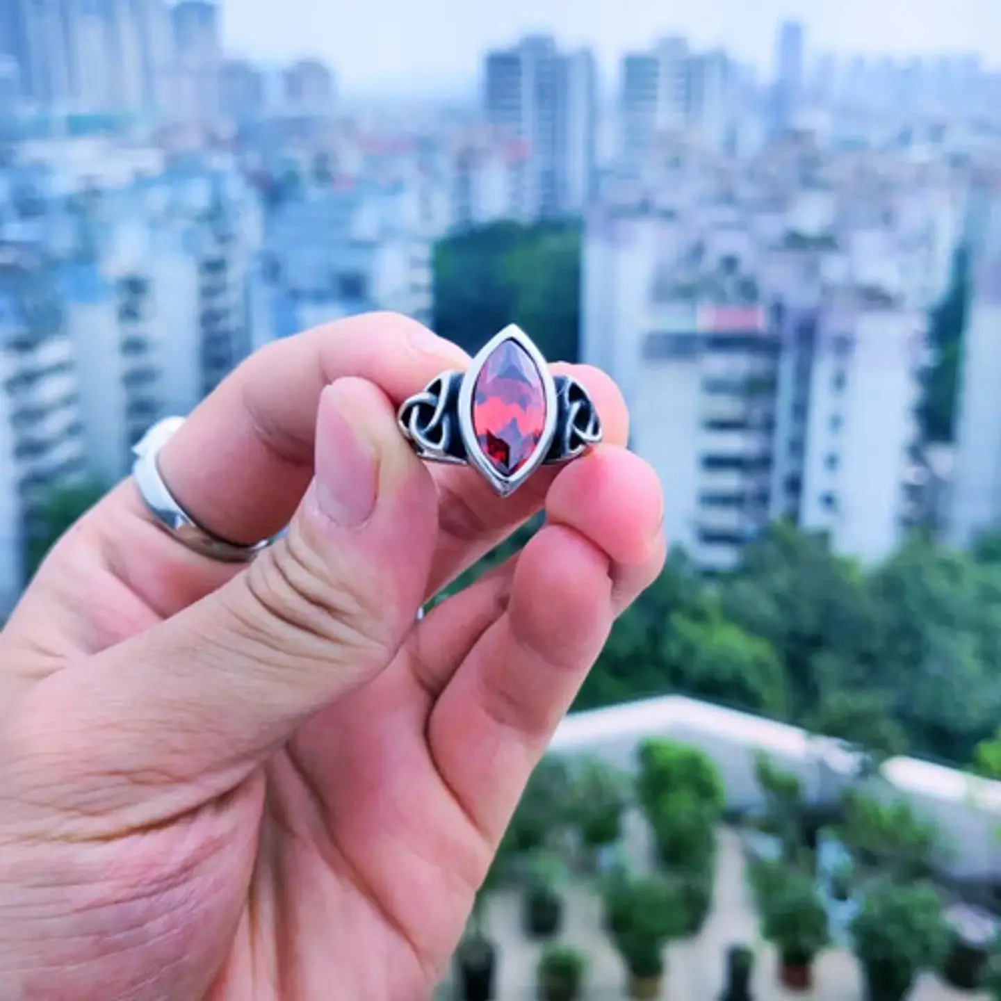 Anillo Vikingo Piedra Nórdico Acero Inoxidable Hombre Mujer 10