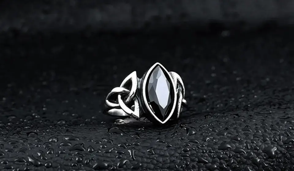 Anillo Vikingo Piedra Nórdico Acero Inoxidable Hombre Mujer 13