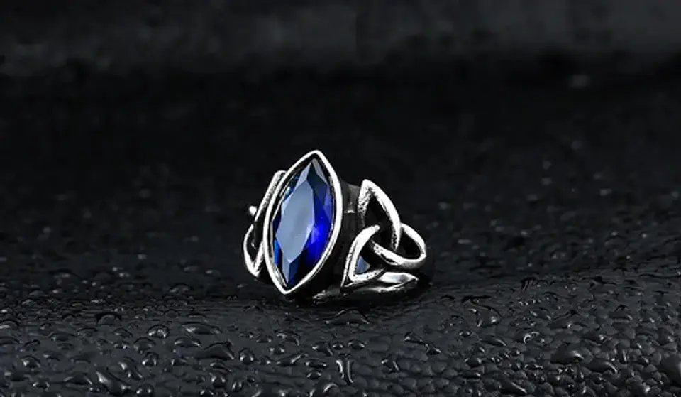 Anillo Vikingo Piedra Nórdico Acero Inoxidable Hombre Mujer 18