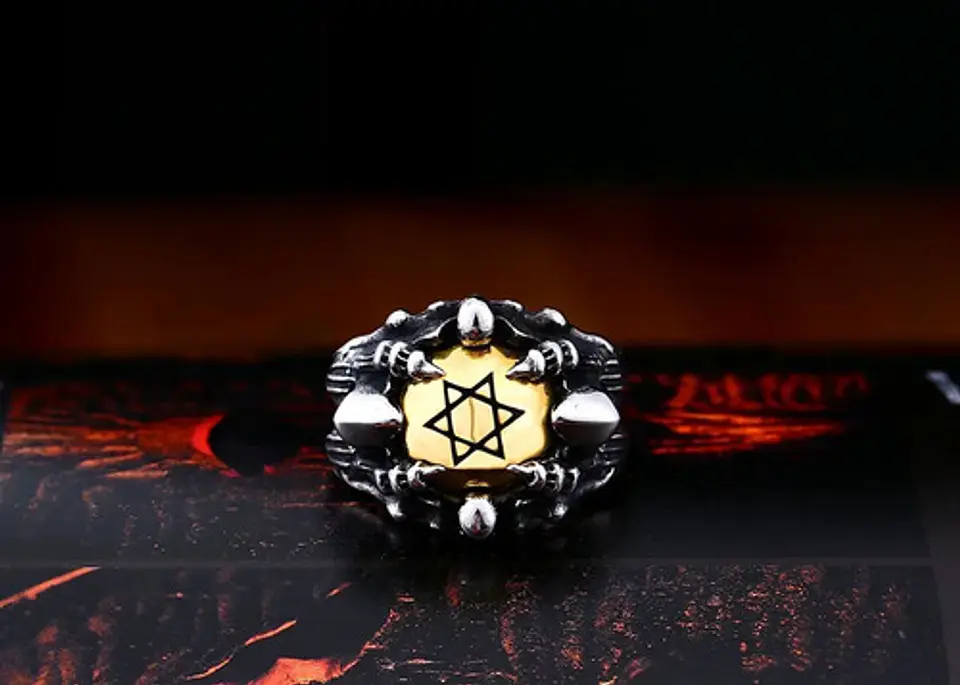 Anillo Color Plata Acero Inoxidable Estrella Calavera Hombre 7