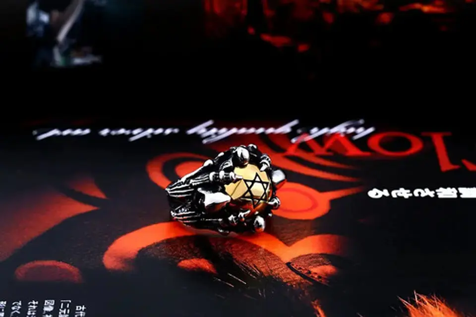 Anillo Color Plata Acero Inoxidable Estrella Calavera Hombre 8