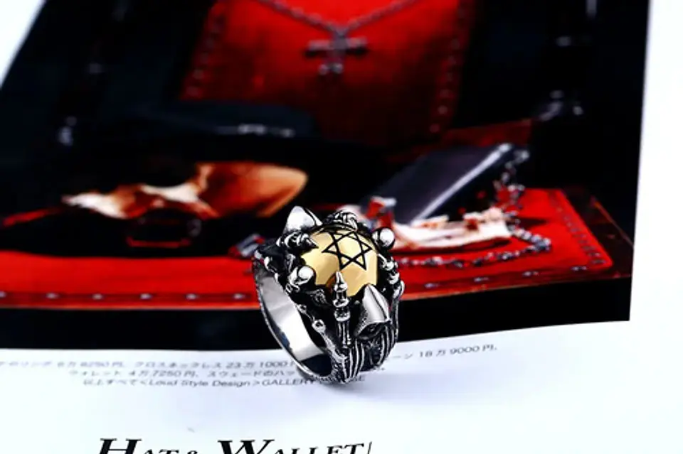 Anillo Color Plata Acero Inoxidable Estrella Calavera Hombre 9