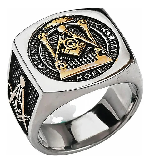 Anillo Acero Inoxidable Mason Color Plata Y Color Oro Hombre
