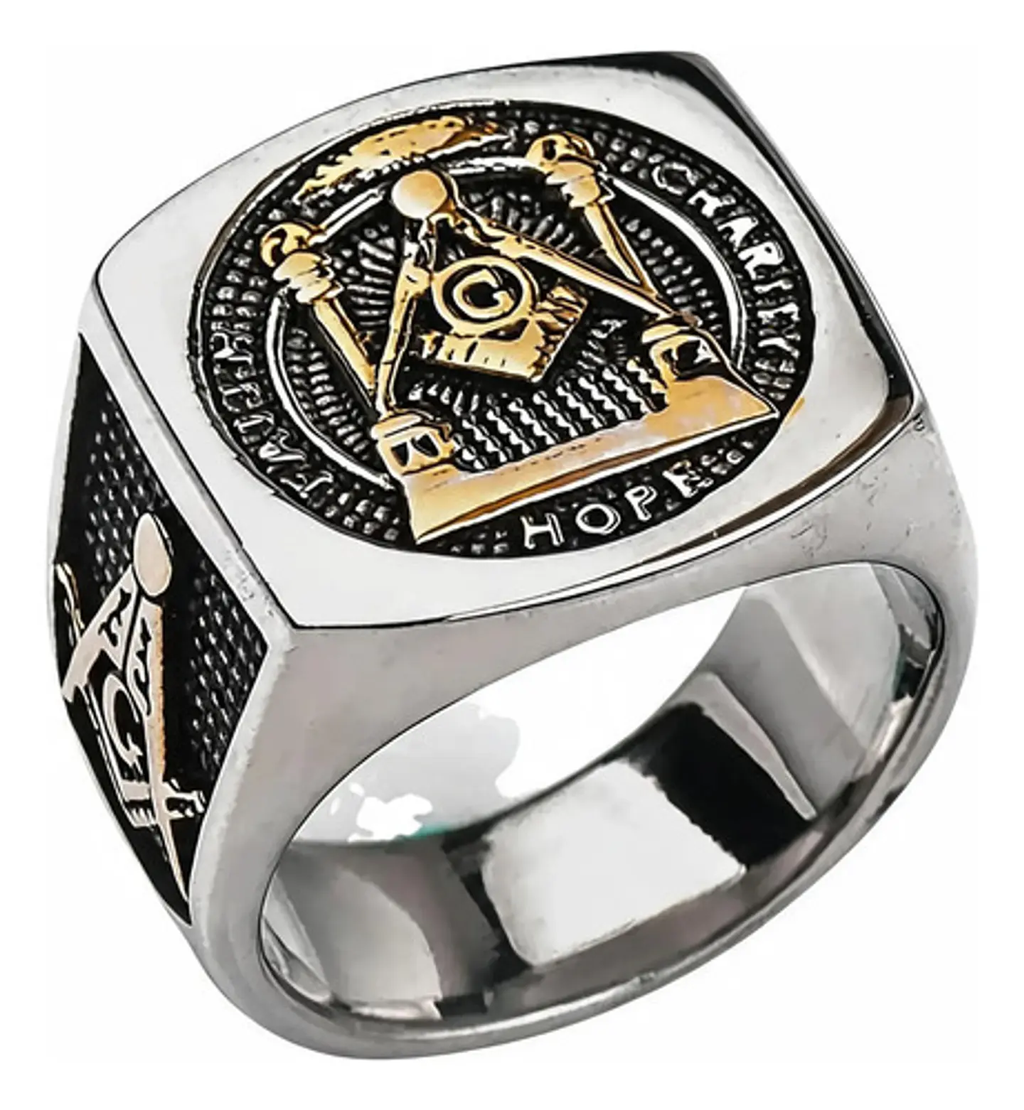 Anillo Acero Inoxidable Mason Color Plata Y Color Oro Hombre 1