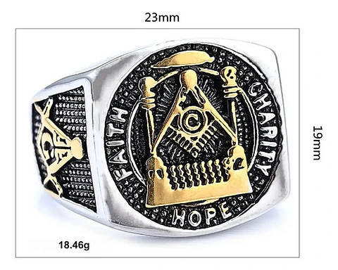 Anillo Acero Inoxidable Mason Color Plata Y Color Oro Hombre