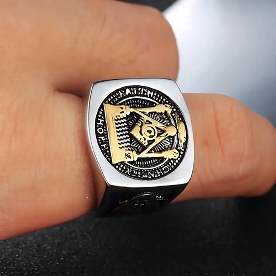 Anillo Acero Inoxidable Mason Color Plata Y Color Oro Hombre 5