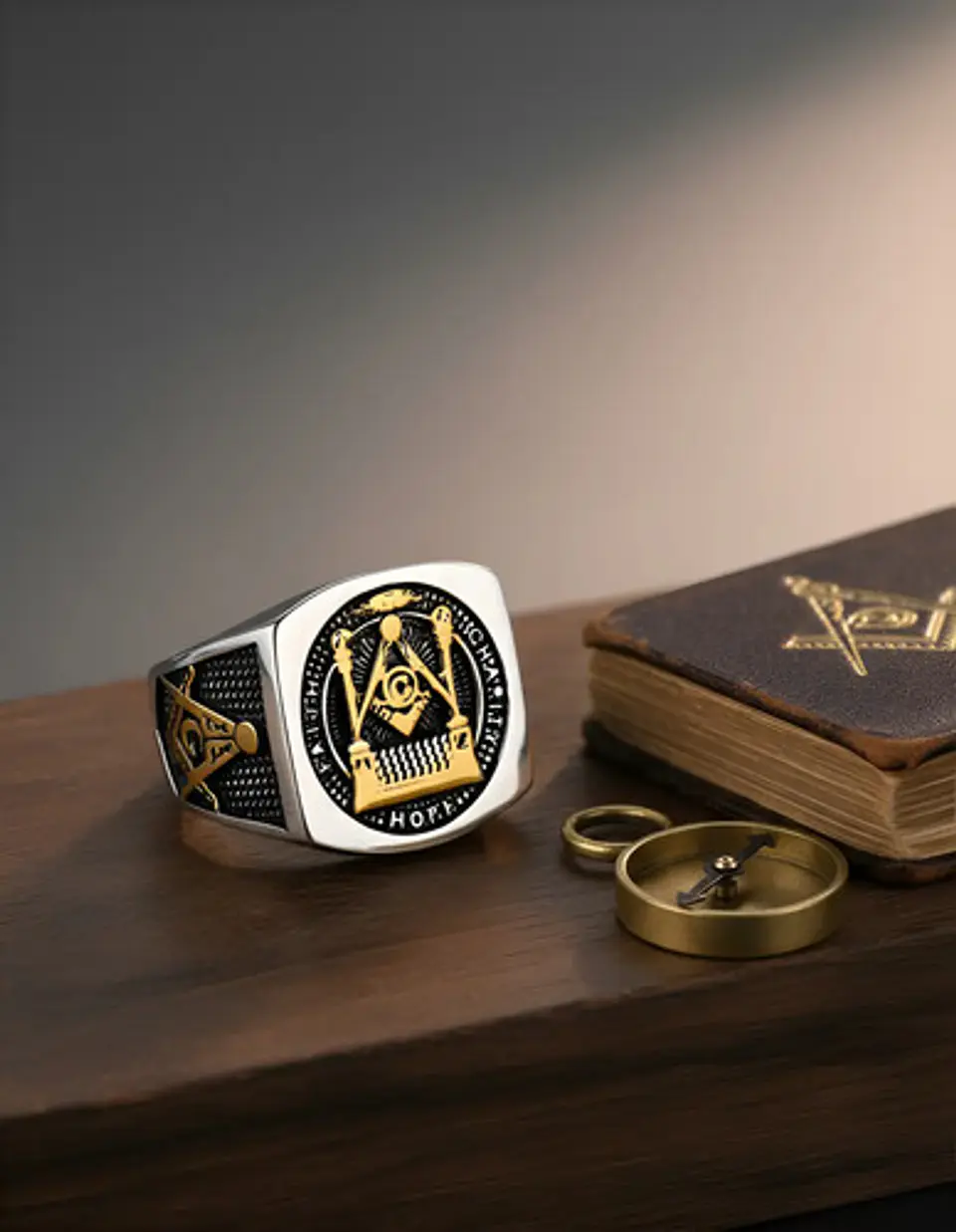 Anillo Acero Inoxidable Mason Color Plata Y Color Oro Hombre 6
