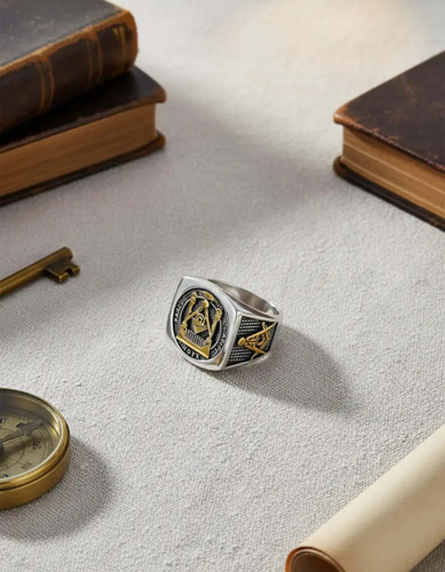 Anillo Acero Inoxidable Mason Color Plata Y Color Oro Hombre 7