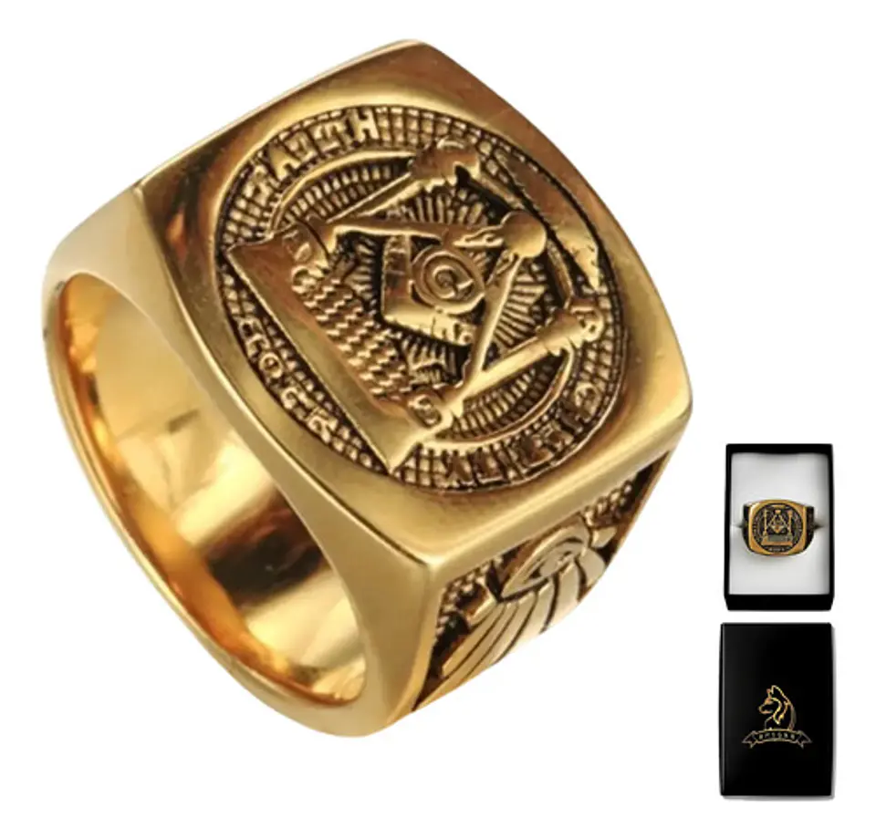 Anillo Acero Inoxidable Mason Color Plata Y Color Oro Hombre 11