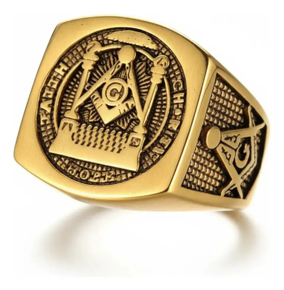 Anillo Acero Inoxidable Mason Color Plata Y Color Oro Hombre 13