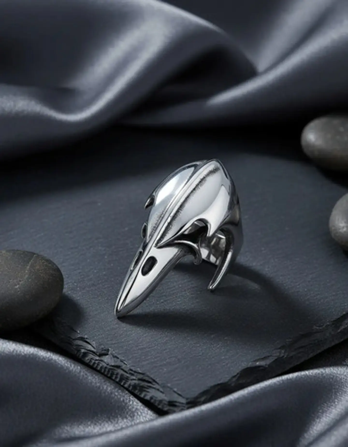 Anillo Acero Inoxidable Ave Vikingo Skull Color Plata Hombre 5