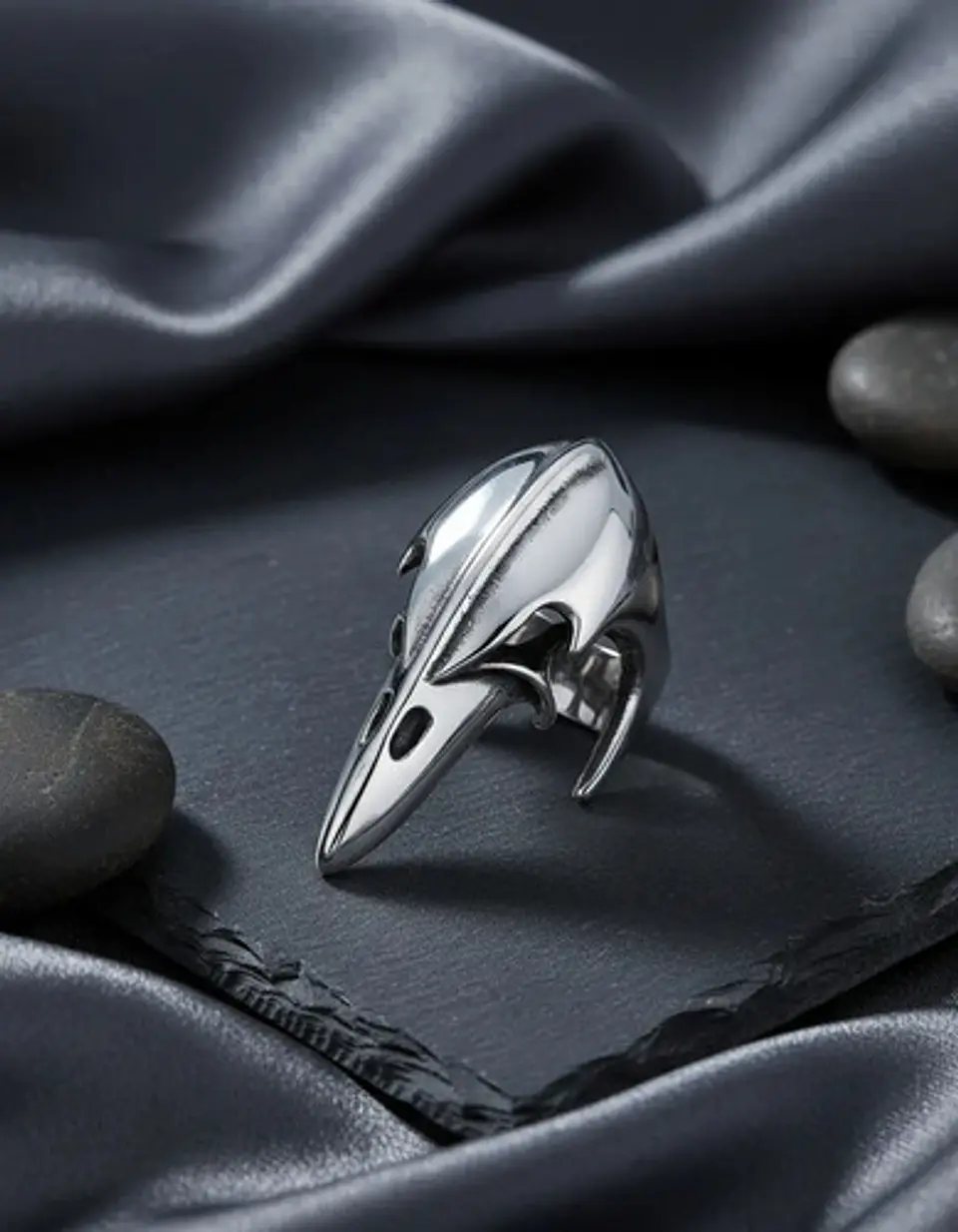 Anillo Acero Inoxidable Ave Vikingo Skull Color Plata Hombre 5
