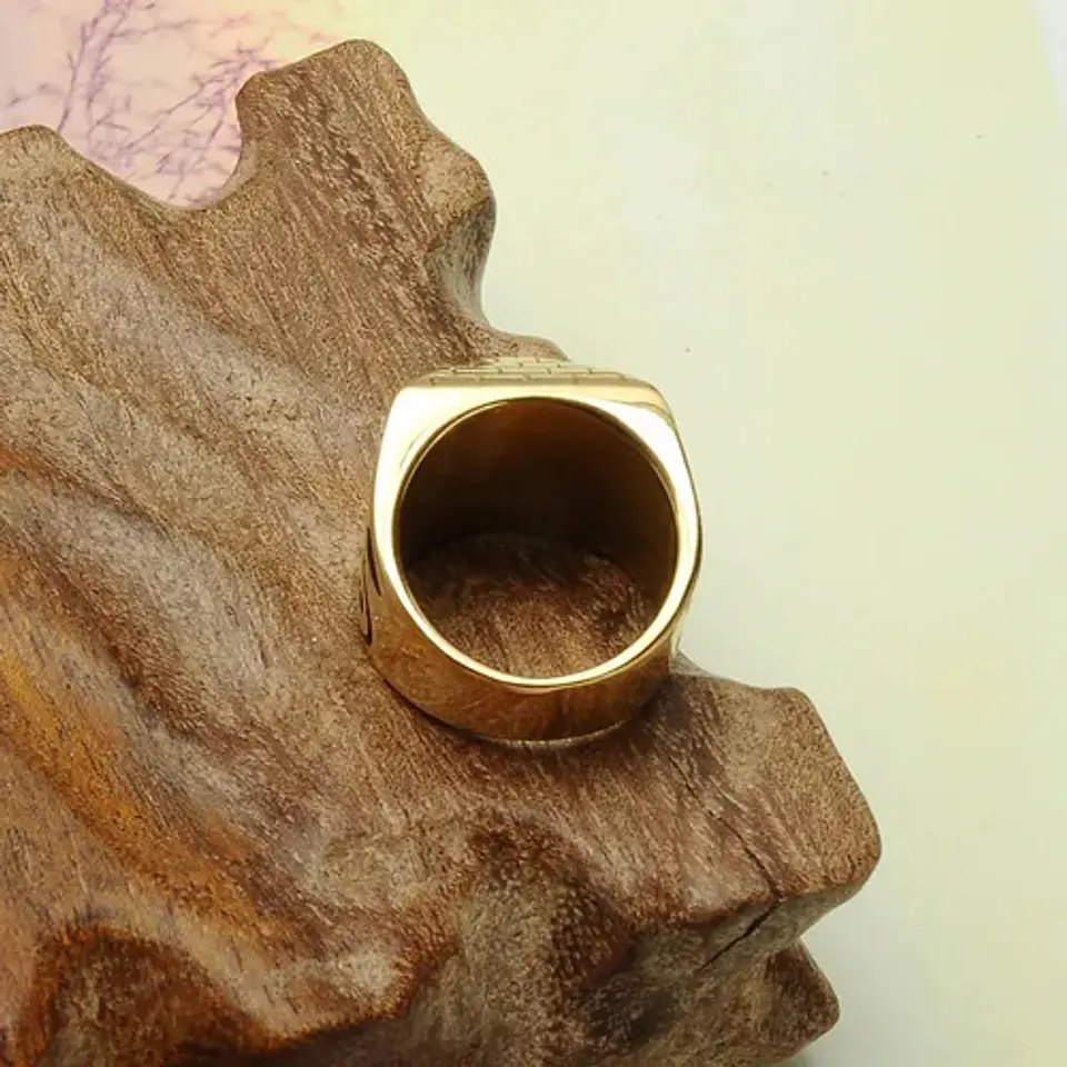 Anillo Acero Inoxidable Pirámide Horus Ojos Anubis Hombre 5