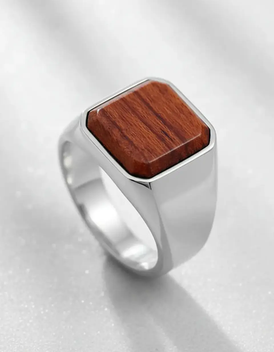 Anillo plateado Clásico/moderno en Acero para Hombre  Amaderado  2