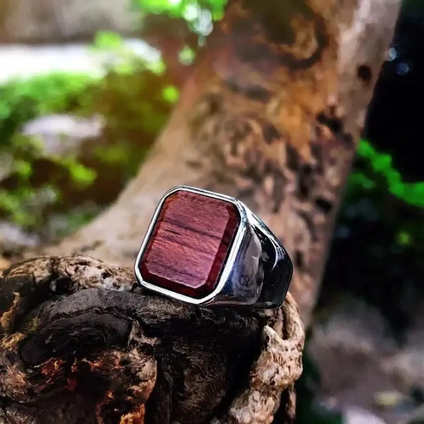 Anillo plateado Clásico/moderno en Acero para Hombre  Amaderado  5