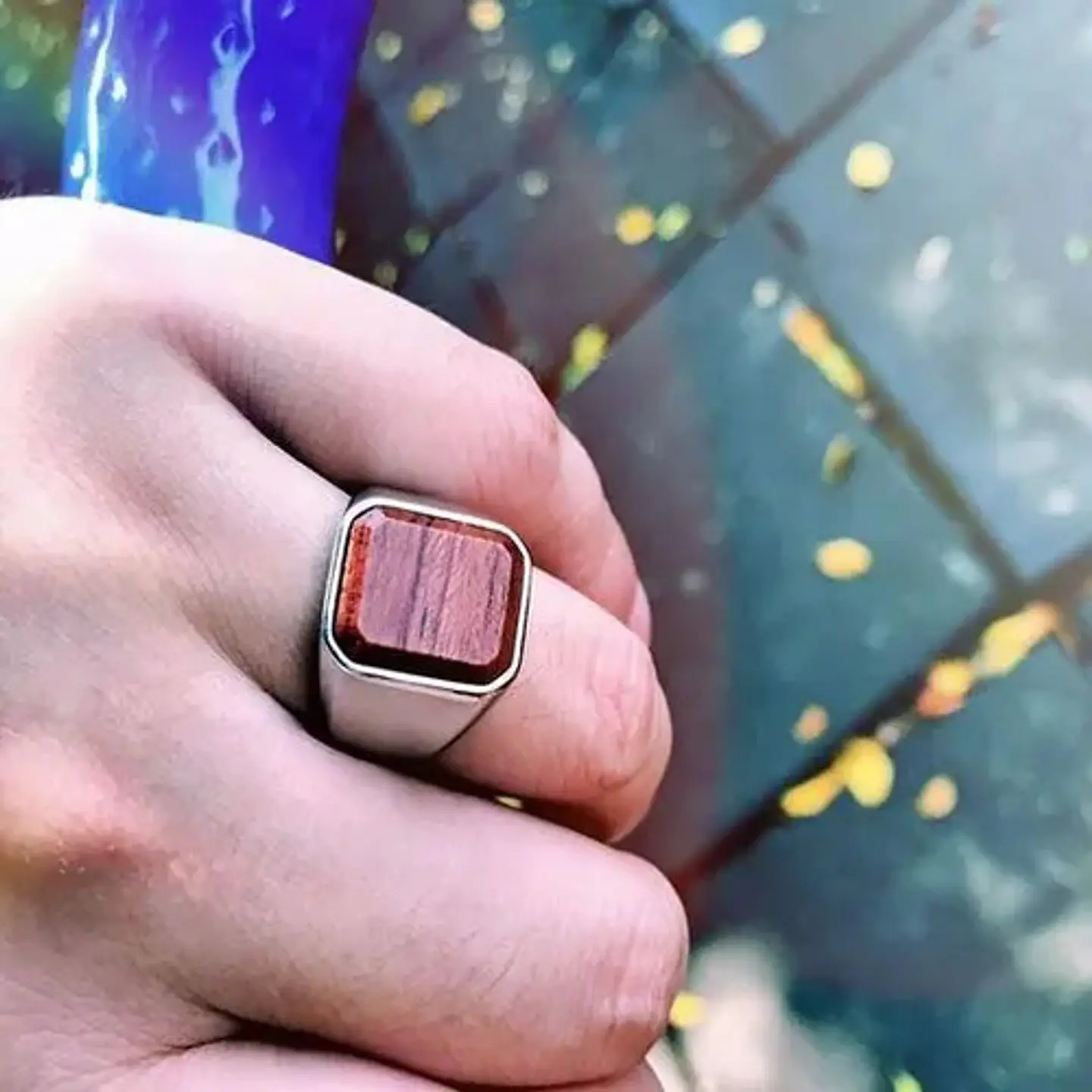 Anillo plateado Clásico/moderno en Acero para Hombre  Amaderado  8