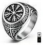 Anillo Acero Inoxidable Brújula Vikingo Color Plata Hombre - Miniatura 1