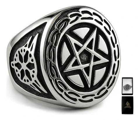 Anillo Acero Inoxidable Estrella Pentagrama Vikingo Hombre