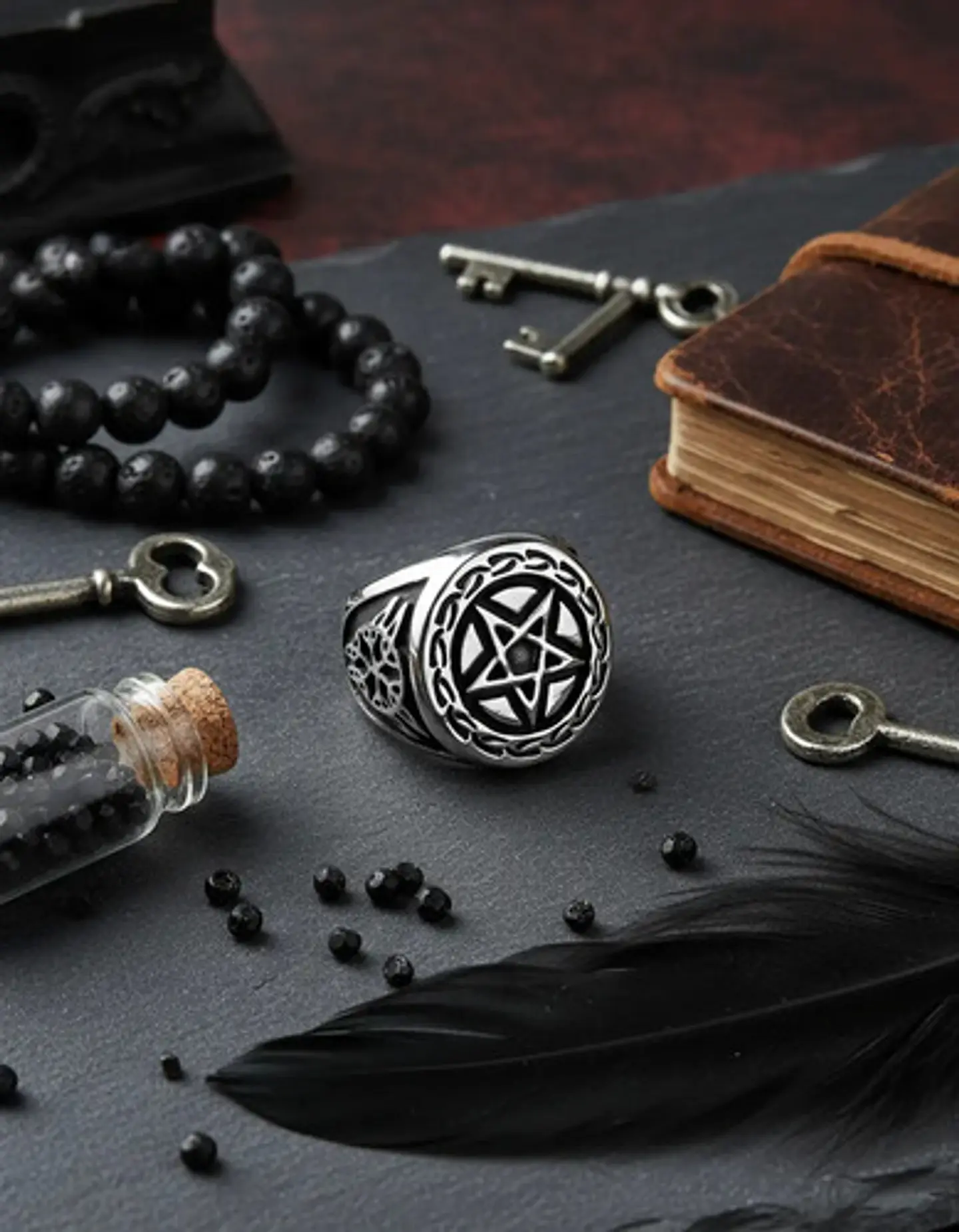 Anillo Acero Inoxidable Estrella Pentagrama Vikingo Hombre 2