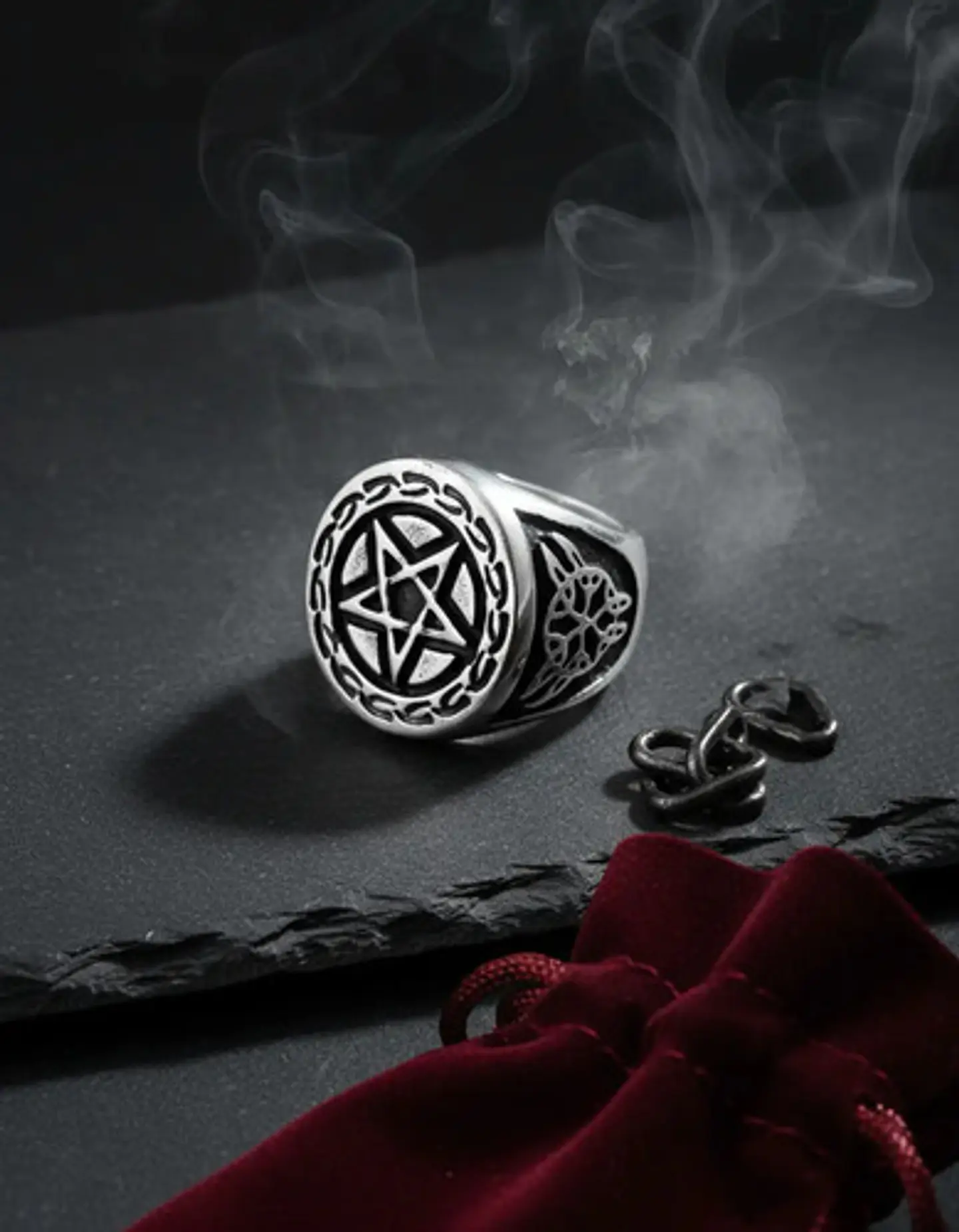 Anillo Acero Inoxidable Estrella Pentagrama Vikingo Hombre 4