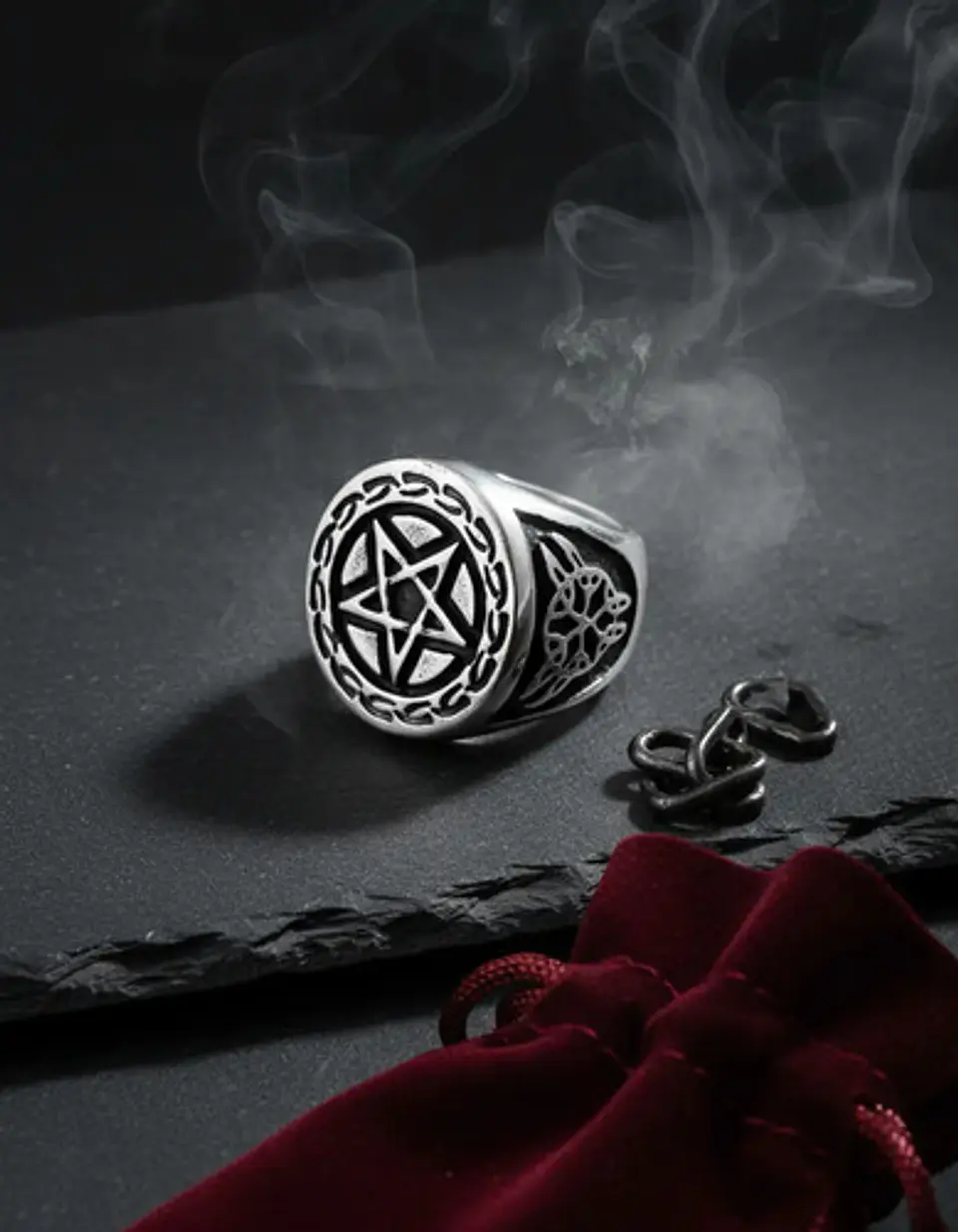 Anillo Acero Inoxidable Estrella Pentagrama Vikingo Hombre 4