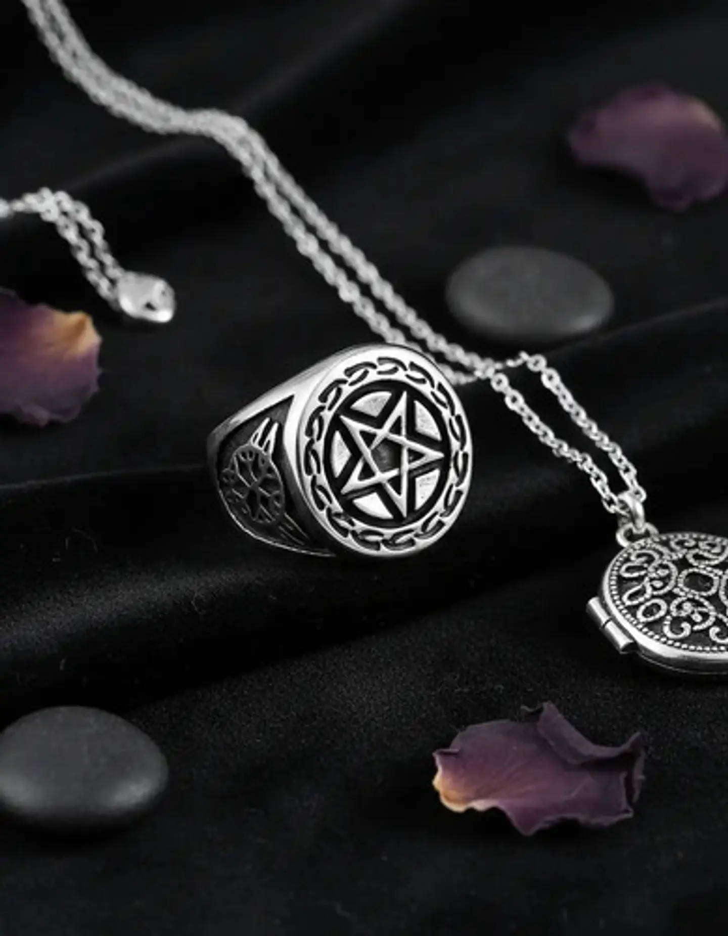 Anillo Acero Inoxidable Estrella Pentagrama Vikingo Hombre 5