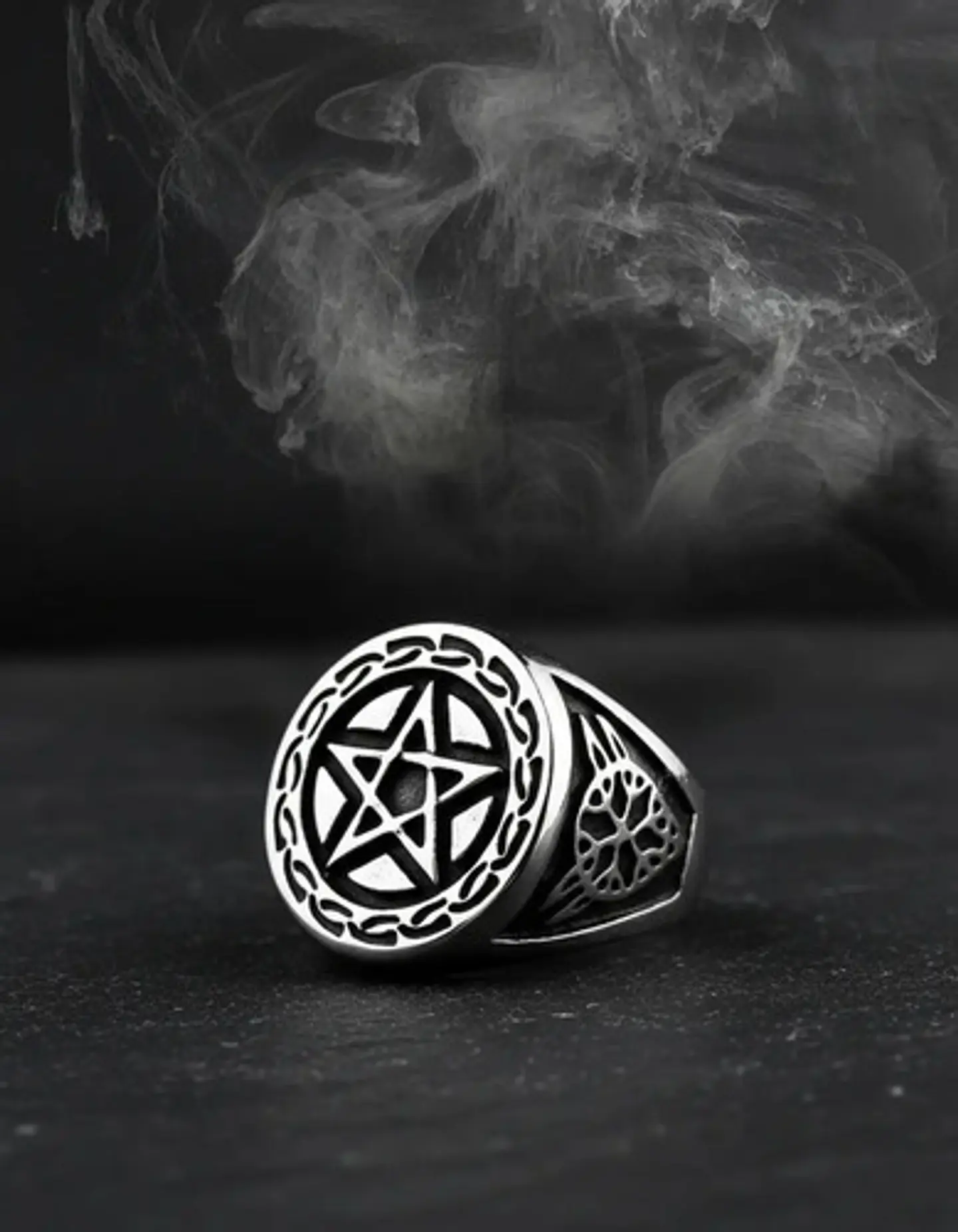Anillo Acero Inoxidable Estrella Pentagrama Vikingo Hombre 6