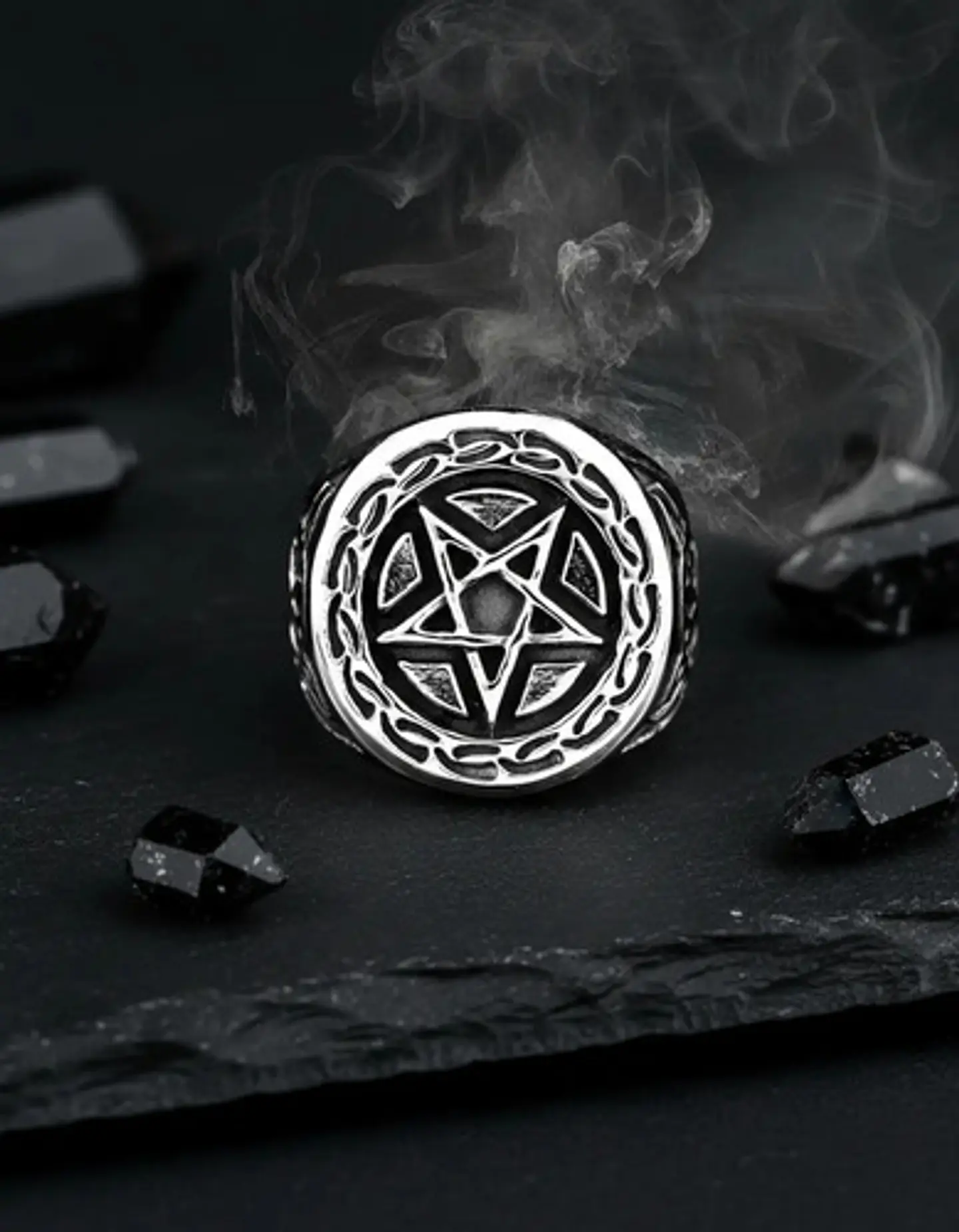 Anillo Acero Inoxidable Estrella Pentagrama Vikingo Hombre 7