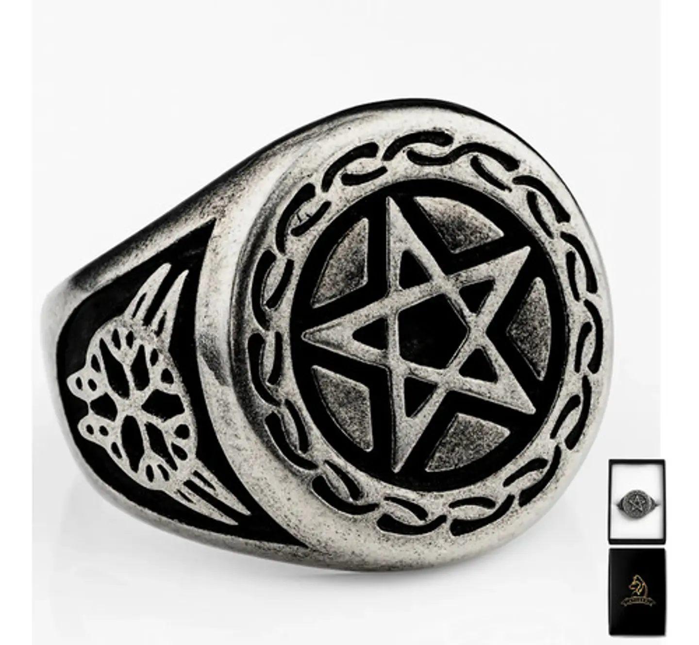 Anillo Acero Inoxidable Estrella Pentagrama Vikingo Hombre 11
