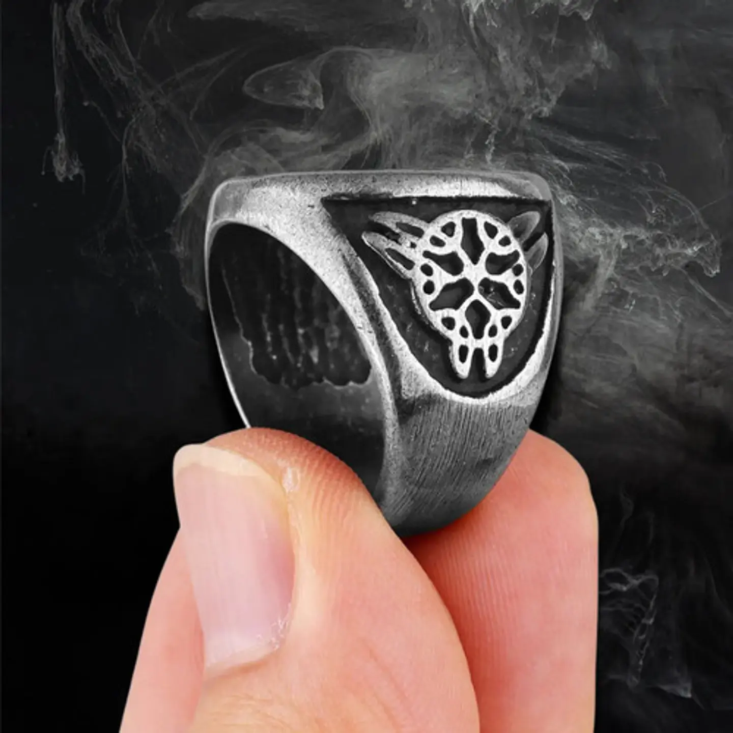 Anillo Acero Inoxidable Estrella Pentagrama Vikingo Hombre 17