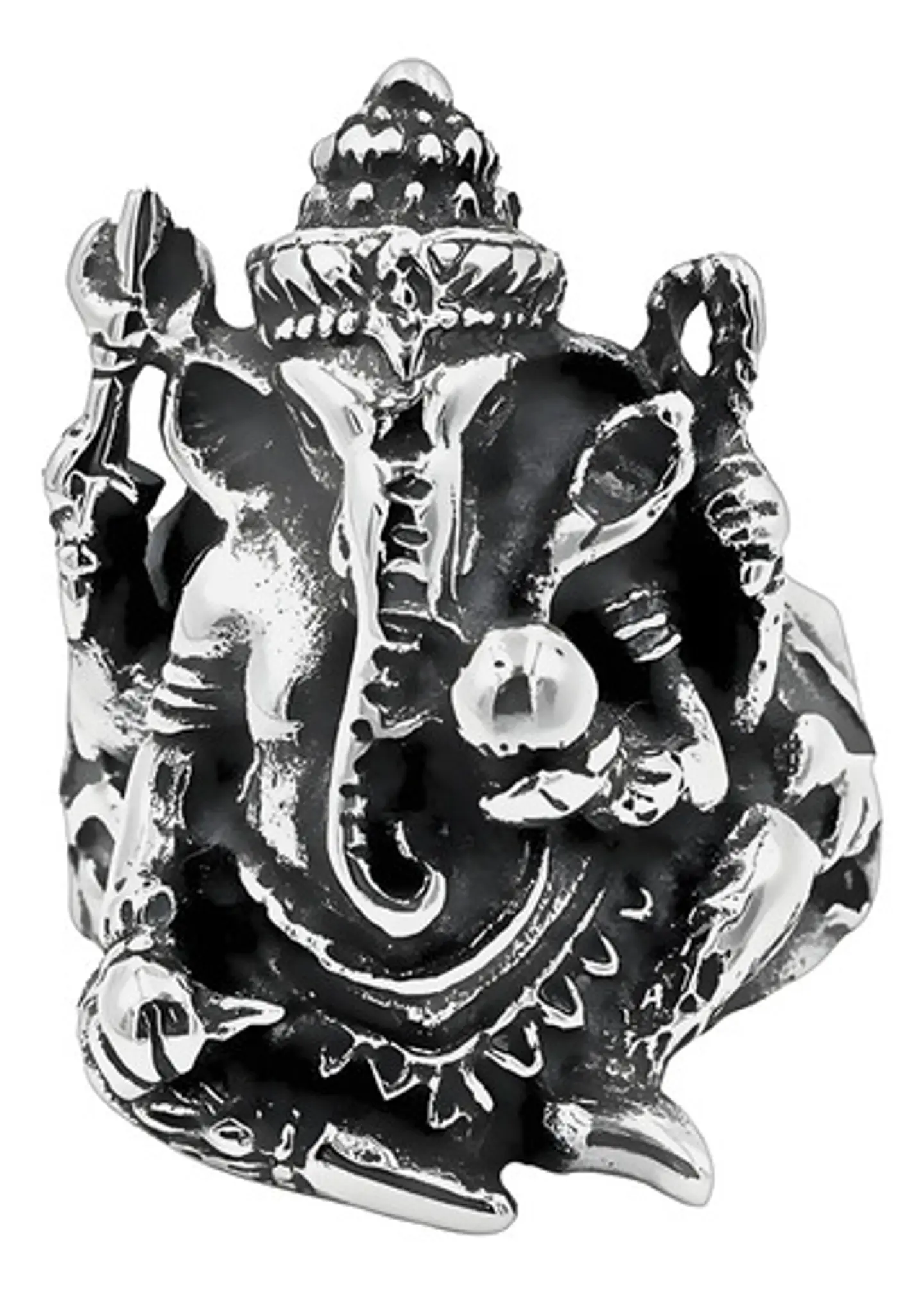Anillo Color Plata Acero Inoxidable Ganesh Zen Buda Hombre 1