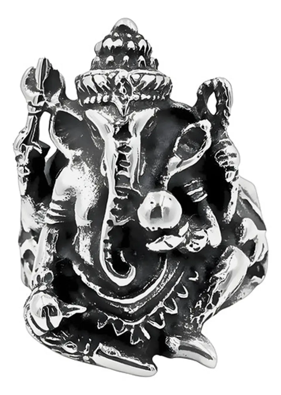 Anillo Color Plata Acero Inoxidable Ganesh Zen Buda Hombre 1