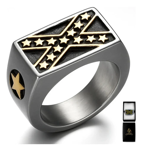 Anillo Argolla Acero Inoxidable Color Plata Estrella Hombre