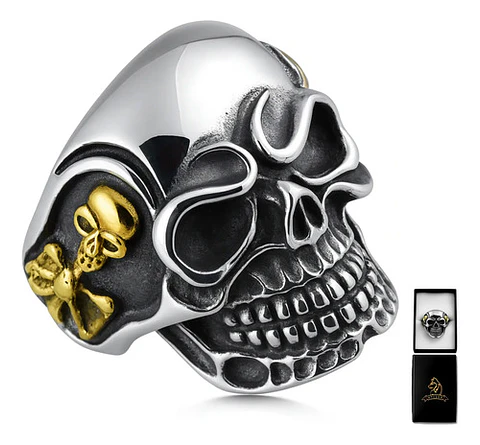 Anillo Biker Cráneo Calavera Gótico Acero Inoxidable Hombre