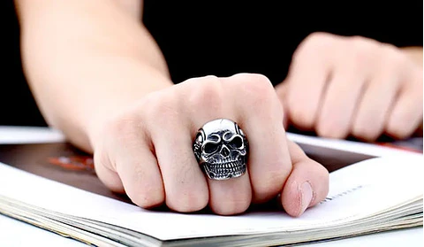 Anillo Biker Cráneo Calavera Gótico Acero Inoxidable Hombre